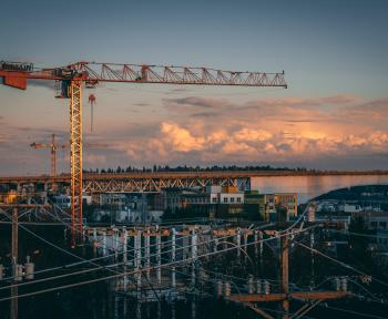 View of construction site during sunset